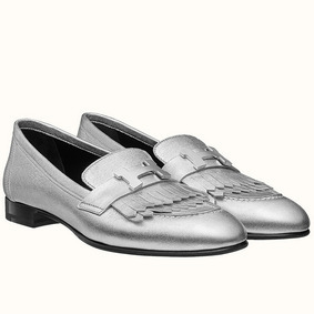 Hermes Royal Loafers In Silver Metallic Lambskin Top Replica HMSN8SROC30