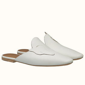 Hermes Tangeria Mules In White Calfskin Top Replica HMSZ5H72YHB