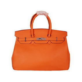 Hermes Birkin 35CM Tote Bag Orange Original Grainy Leather H35 Silver HMS54N9FC9C