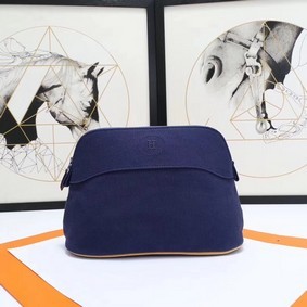 Hermes Cosmetic Bag H3699 Dark Blue Top Replica HMSI49G8P0O