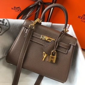 Imitation Hermes Kelly 20cm Bag In Taupe Clemence Leather GHW HMS5Y4ZTNRT