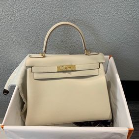 Hermes Kelly 28cm Shoulder Bags Togo Leather KL28 Cream Top Replica HMSDN887Y15