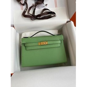1:1 Replica Hermes Original Epsom Leather KEL2278 green&gold-Tone Metal HMSV5331J6I