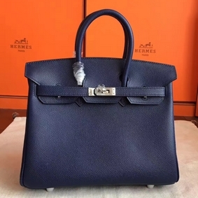Copy Hermes Birkin 25 Handmade Bag In Sapphire Epsom Calfskin HMSY7J2IAK2