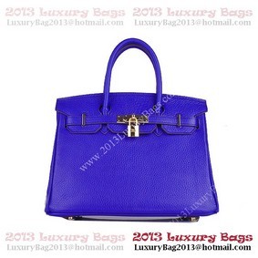 Top Replica Hermes Birkin 30CM Tote Bag Blue Clemence Leather H6088 Gold HMSGTST7SSD
