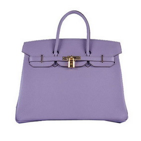 Fake Hermes Birkin 35CM Tote Bag Lavender Grainy Leather Gold HMS1M1CB69B