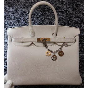 Hermes Birkin 35CM Tote Bag Litchi Leather HB35GL White HMSTC725H6F