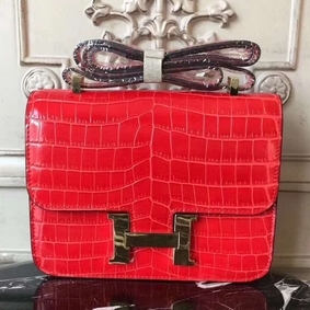 1:1 Replica Hermes Cherry Constance MM 24cm Crocodile Bag HMS52TOWPEW