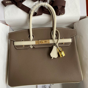 Cheap Hermes HSS Birkin 30 Bicolor Bag in Taupe and Craie Epsom Calfskin HMS2L6SVAQW
