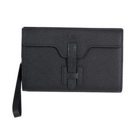 1:1 Replica Hermes Jige Clutch Bag Calfskin Leather HQ8059 Black HMS841957WI