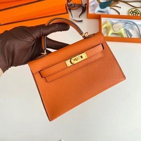 Hermes Kelly 19cm Shoulder Bags Epsom Leather KL19 Gold hardware orange HMS4EC4976S