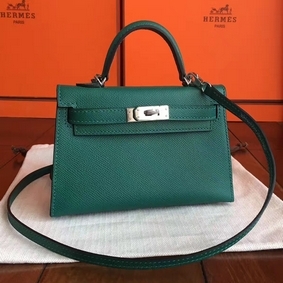 Hermes Kelly Mini II Handmade Bag In Malachite Epsom Leather 1:1 Replica HMS3X75V7TO