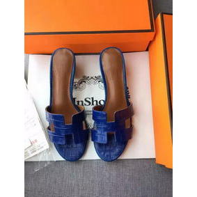 Hermes Leather Slipper HO742 Blue Top Replica HMS6S733GY7