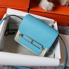Hermes Roulis 19cm Evercolor 9D H9003 sky blue&Silver 1:1 Replica HMSR3GO2IC3