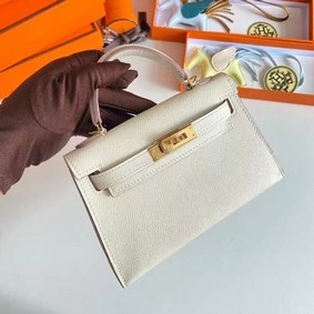 Hermes Kelly 19cm Shoulder Bags Epsom Leather KL19 Gold hardware Cream Replica HMS7A819L83