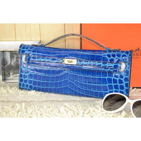 First-class Quality Hermes Kelly Clutch Bag Croco Leather K31 Royal HMS4790TFA1