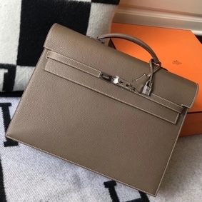Hermes Kelly Depeche 38 Briefcase In Taupe Calfskin 1:1 Replica HMS2GRXNON5