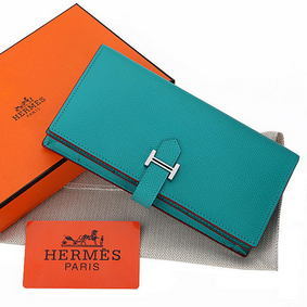 Hermes Bearn Japonaise Bi-Fold Wallet Original Leather A208 Light Green 1:1 Replica HMSVZ286735