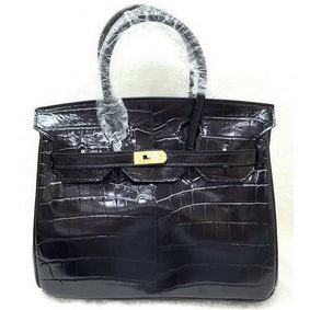 Best Quality Hermes Birkin 25CM Tote Bag Croco Leather H25TCO Black HMS09P63O6F