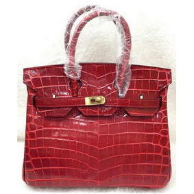 Hermes Birkin 25CM Tote Bag Croco Leather H25TCO Red HMS15SU0L55