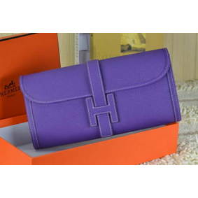 Hermes Jige Clutch Bag Calfskin Leather Purple HMS1P9H2GP0
