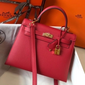 Hermes Kelly 25cm Sellier Bag In Red Epsom Leather HMSTEZBFH79