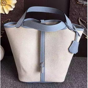 First-class Quality Hermes Picotin Lock 18cm Bag Canvas HPL8618T SkyBlue HMSCC05J3E5
