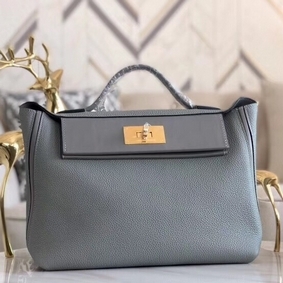 Hermes 24/24 29 Bag In Blue Glacier Clemence Calfskin HMS4S850NIG