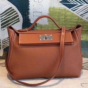 Hermes 24/24 29 Bag In Brown Clemence Calfskin Replica HMSGSU82037