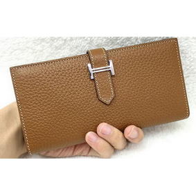 Hermes Bearn Japonaise Bi-Fold Wallet Litchi Leather A208 Wheat Top Replica HMSO1KHVECC