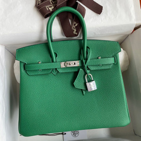 Hermes Birkin 25 Retourne Handmade Bag In Vert Vertigo Clemence Leather 1:1 Replica HMSY9W4BDWB