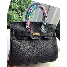 Hermes Birkin 25CM Tote Bag Litchi Leather H25T Black HMSOVJ11290