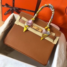 Fake Hermes Birkin 30 Handmade Bag In Gold Epsom Leather HMS4F9EJMB0