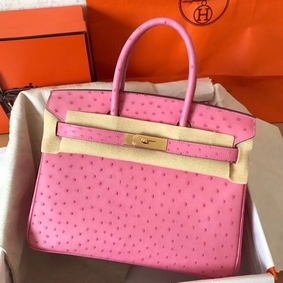 Fake Hermes Birkin 30 Handmade Bag In Pink Ostrich Skin HMSA5U9O6E9