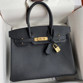 Hermes Birkin 30 Retourne Handmade Bag In Black Epsom Calfskin Replica HMS8SKG38XF