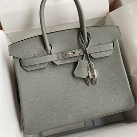 AAA Hermes Birkin 30 Retourne Handmade Bag In Girls Mouette Clemence Leather HMS64C394R0