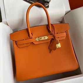 Best Quality Hermes Birkin 30 Retourne Handmade Bag In Orange Clemence Leather HMS454X4CM5