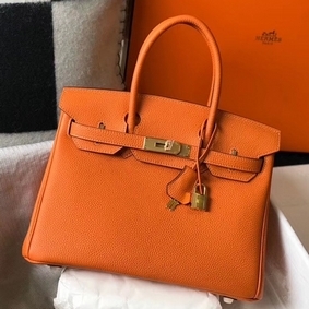 Hermes Birkin 30cm Bag In Orange Clemence Leather GHW Replica HMSQ7W2S0XQ