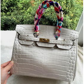 Hermes Birkin 30CM Tote Bags Croco Leather H30CO OffWhite Top Replica HMSA4MH7110