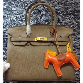 Hermes Birkin 30CM Tote Bags Litchi Leather H30LI Khaki HMSHNJ010YW