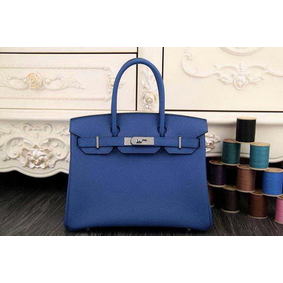 1:1 Replica Hermes Birkin 35CM 30CM Tote Bag Original Leather HB35O Blue HMSQ8RY8IG5
