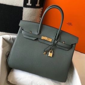1:1 Replica Hermes Birkin 35cm Bag In Vert Amande Clemence Leather GHW HMSCS689ZUZ