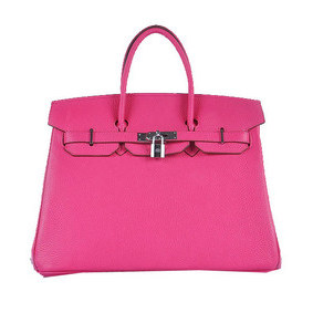 1:1 Replica Hermes Birkin 35CM Tote Bag Rosy Grainy Leather Silver HMSFW286Z5A