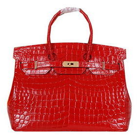 Hermes Birkin 35CM Tote Bag Shiny Croco Leather H35C Red Top Replica HMS6RBA6MI6