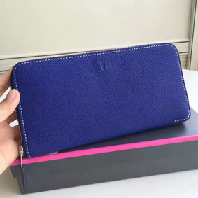 Hermes Blue Electric Clemence Azap Zipped Wallet Replica HMSZ05LY35J