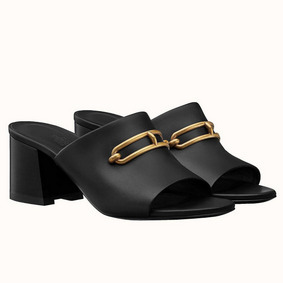 Imitation Hermes Camilla Mules 60MM In Black Calfskin HMSB1Z85M0E