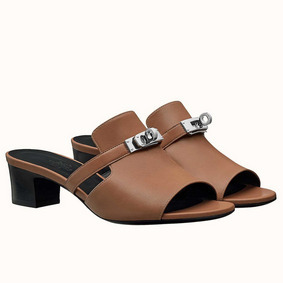 Hermes Candy 40mm Sandals In Brown Calfskin Replica HMS5N8J1TA7
