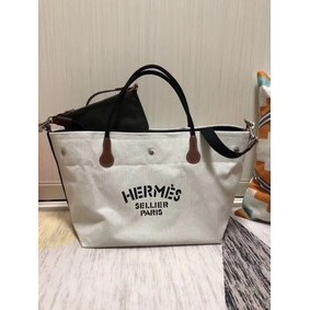Knockoff Hermes Canvas Shopping Bag H0734 white HMSJK7NCY7B