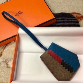 Hermes Clochette Cles Grand Tressage Charm In Taupe/Blue Replica HMS8805S0KI