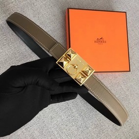 Top Replica Hermes Collier de Chien belt buckle & Reversible leather strap 24 mm H0521 grey HMS4G1265FS